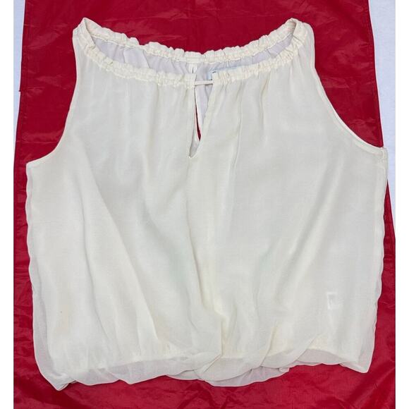 Vintage Y2K Bubble Hem Top Forever 21 Sleeveless Keyhole Back Ivory Size Small - Picture 3 of 10